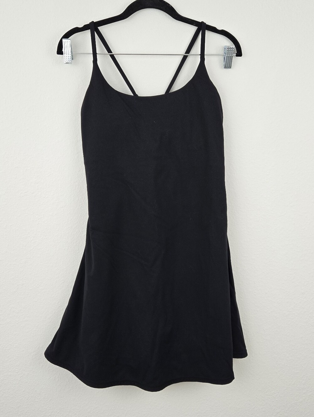 Black Cross Back Built in Short Dress